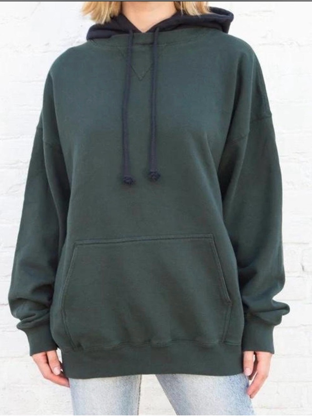 Brandy Melville Dark Green Hoodie with Black Hood